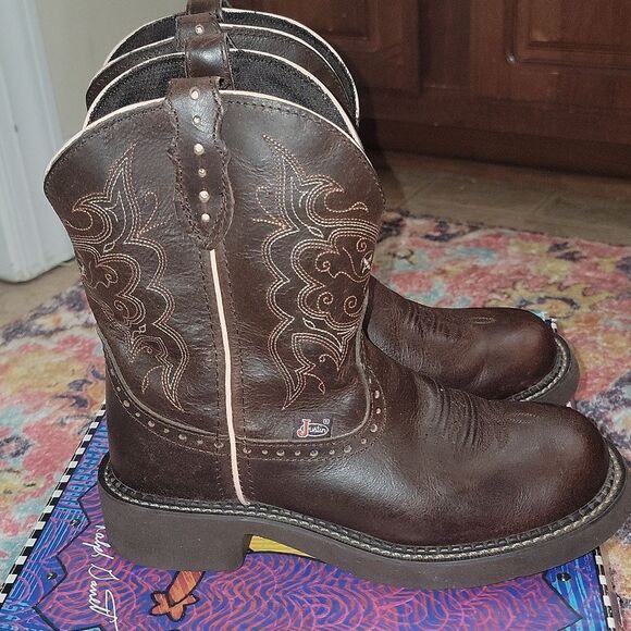 Justin L9995 Ladies Gypsy Boot • Café Brown • Round Toe • Size 7 - Picture 11 of 13